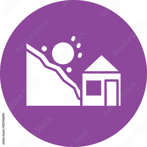 Landslide glyph circle icon