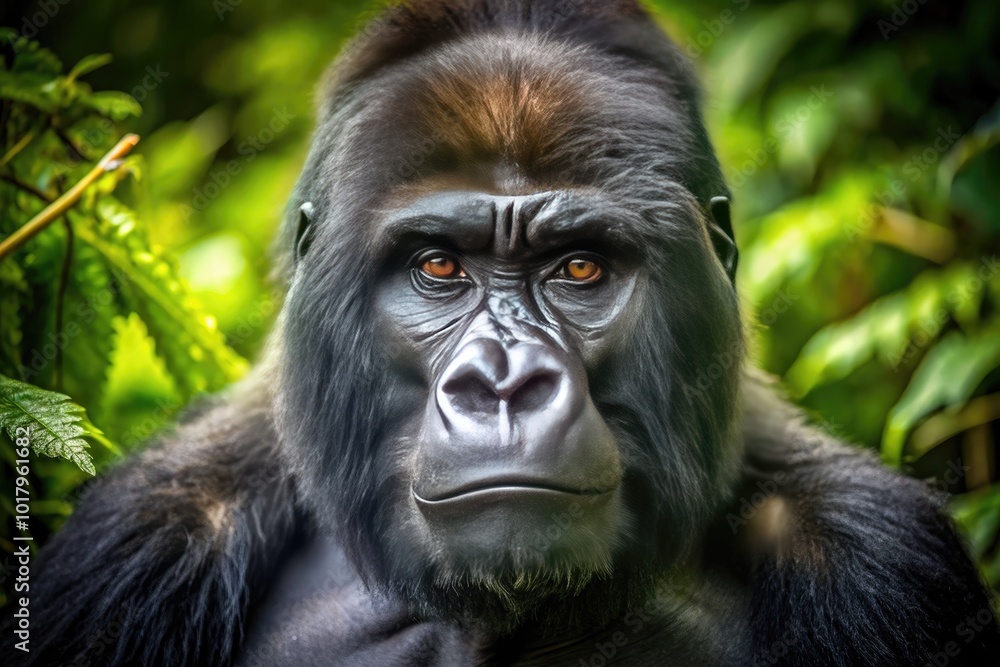 Majestic Gorilla in Natural Habitat Showcasing Strength and Intelligence in the Wild