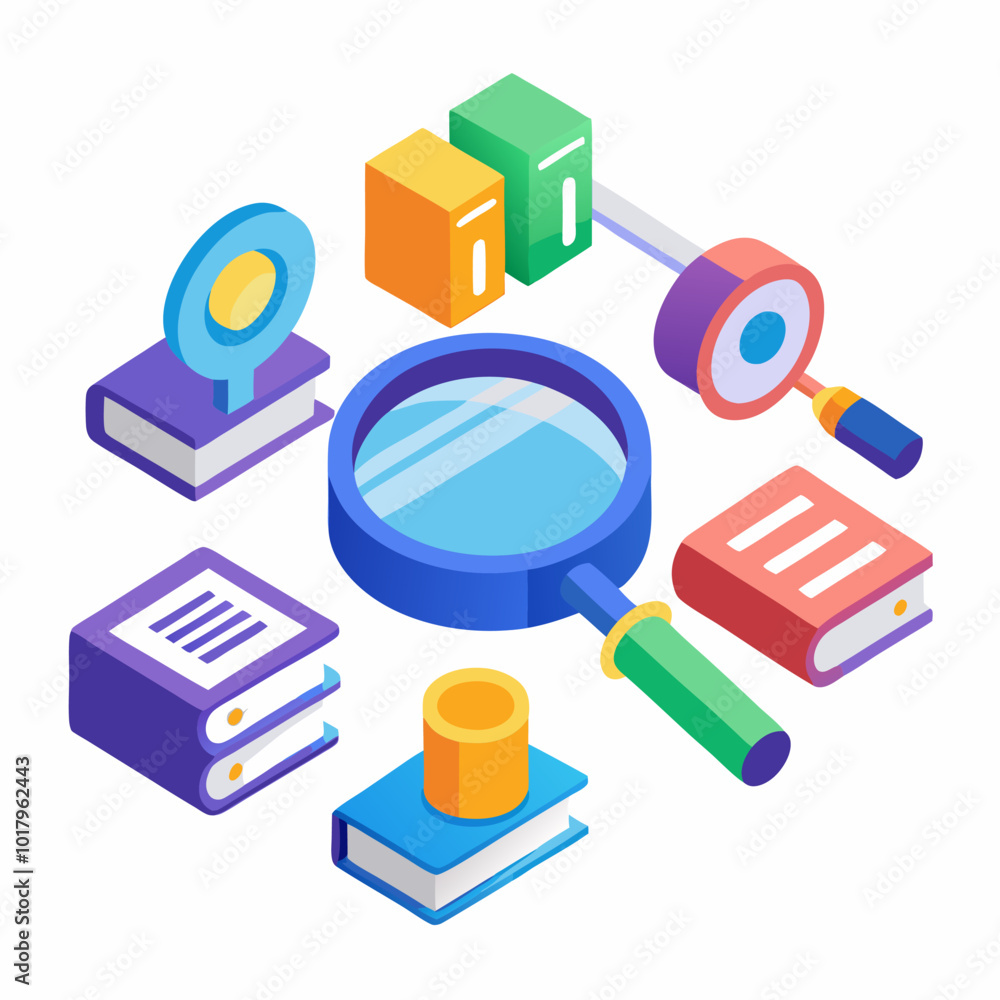 3D Magnifying Glass on White Background - Sleek EPS Design 3D Magnifying Glass on White Background - Sleek EPS Design
