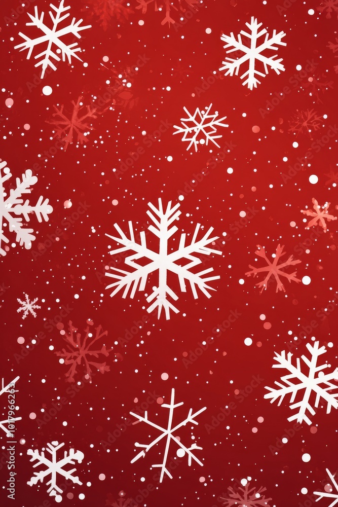 Snowflakes gently fall on a vibrant red background, enhancing the winter festivities Snowflakes gently fall on a vibrant red background, enhancing the winter festivities