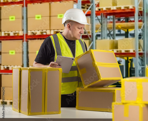 Man works in retail warehou...