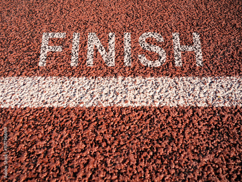 Finish line on asphalt. End...