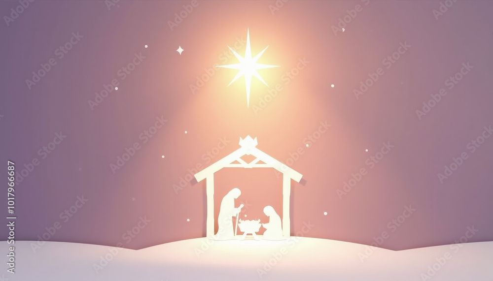 Naklejka premium Minimalist Nativity Scene with Star on Soft Background