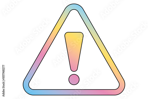 縁ありのカラフルグラデーションの警告マーク