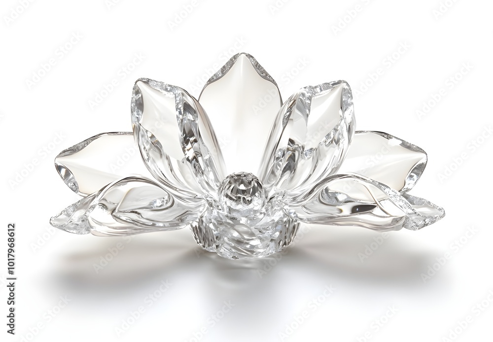 a clear glass flower shaped object
a clear glass flower shaped object