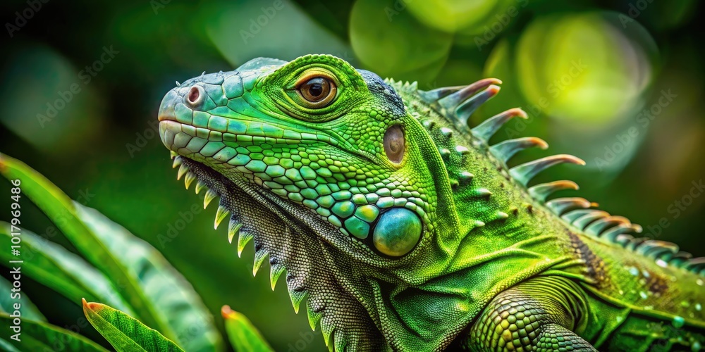 Majestic Green Iguana in Natural Habitat Showcasing Vibrant Colors and Unique Characteristics Majestic Green Iguana in Natural Habitat Showcasing Vibrant Colors and Unique Characteristics