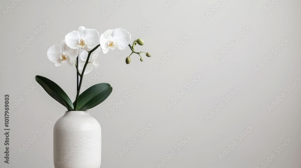Elegant White Orchid in Minimalist Vase A Touch of Nature for Modern Decor Elegant White Orchid in Minimalist Vase A Touch of Nature for Modern Decor
