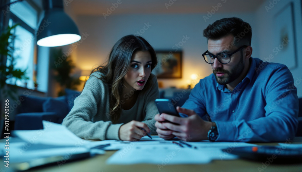 En lisant le message sur son portable, ses yeux s’écarquillent. La surprise se transforme en choc visible sur son visage figé. En lisant le message sur son portable, ses yeux s’écarquillent. La surprise se transforme en choc visible sur son visage figé.