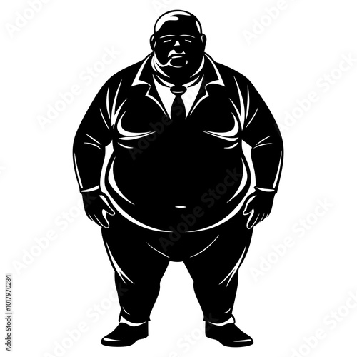 fat man silhouette vector