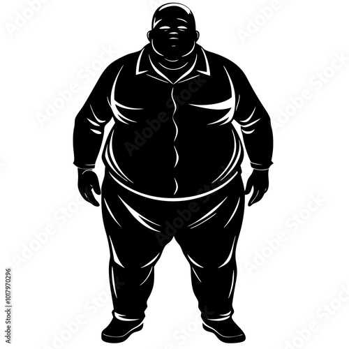 fat man silhouette vector