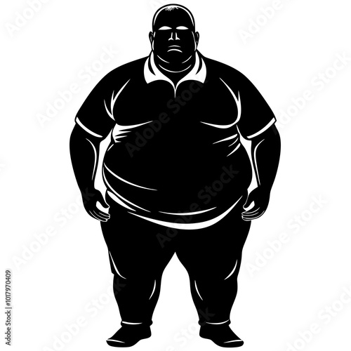 fat man silhouette vector