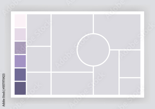 Photo collage template. Album brandboard, set portfolio images. Mood board background. Mosaic picture frame. Gallery banner. Vector illustration