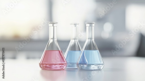 Realistic Laboratory Flasks Displayed on a White Background