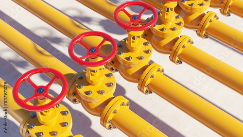 Gas pipeline. Yellow gas pi...