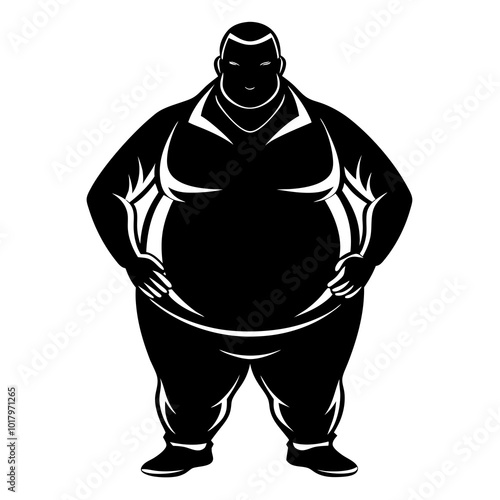 fat man silhouette vector