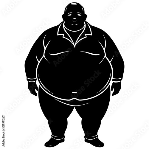 fat man silhouette vector