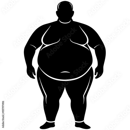 fat man silhouette vector