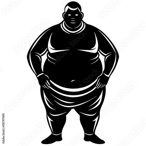 fat man silhouette vector