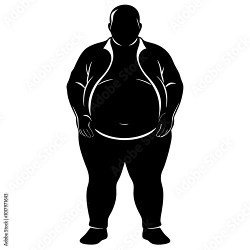 fat man silhouette vector