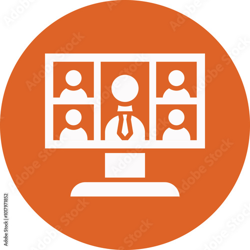 Online meeting glyph circle icon