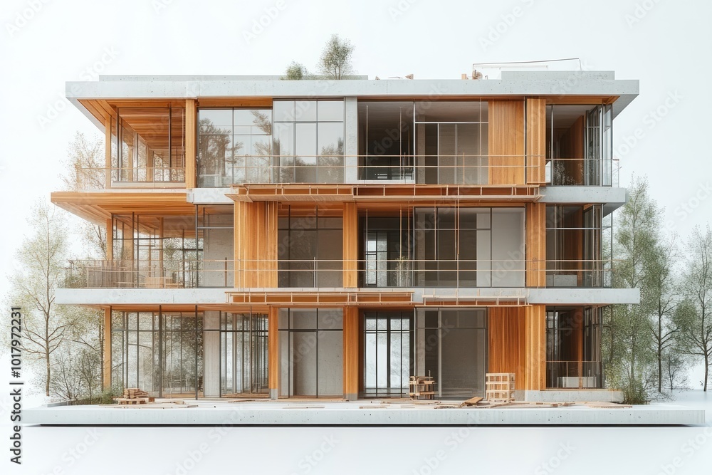 Modern Wooden House with Large Windows Modern Wooden House with Large Windows