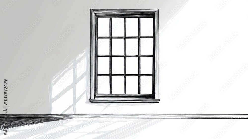 A simple drawing of a window, outlined in black, against a plain white backdrop. A simple drawing of a window, outlined in black, against a plain white backdrop.