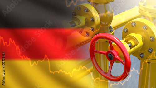 Gas pipes. Flag of Germany....