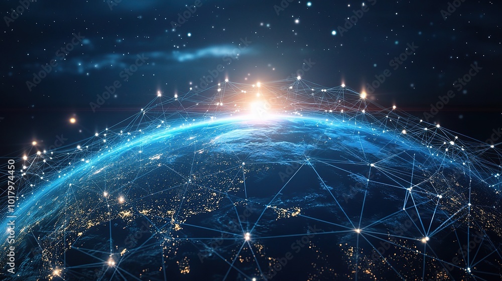 Stunning View of Earth from Space with Starry Background