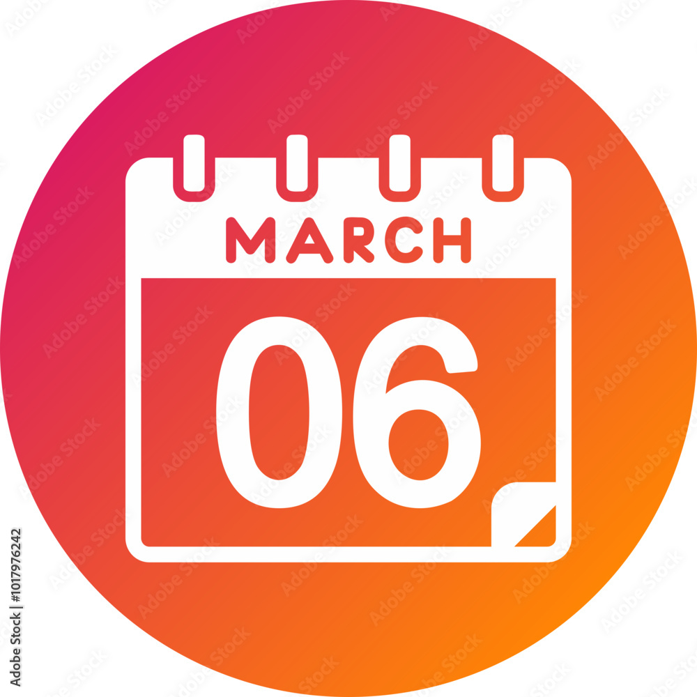 6 March Vector Icon Design