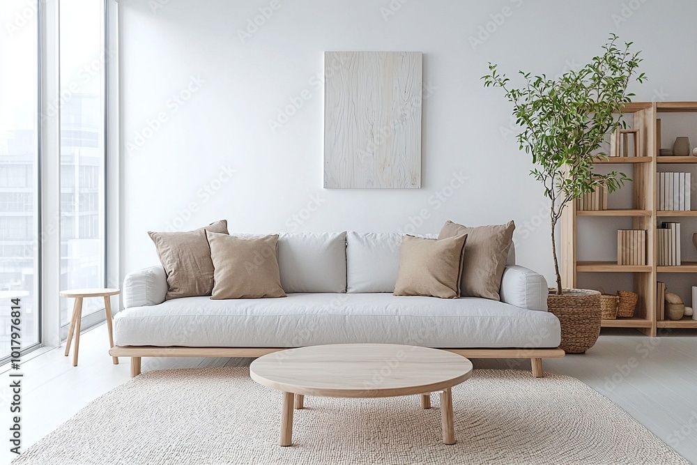 Minimalist, a modern Japani interior photo of a living room with an art frame hanging and a sofa and wooden table. Generative AI
Minimalist, a modern Japani interior photo of a living room with an art frame hanging and a sofa and wooden table. Generative AI