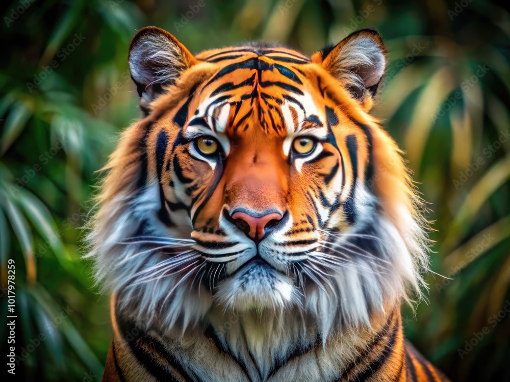 Majestic Lion Tiger Mix Breed Displaying Unique Features in a Natural Habitat Setting Majestic Lion Tiger Mix Breed Displaying Unique Features in a Natural Habitat Setting