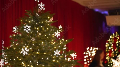 Enchanting Christmas Background A Festive Scene Filled with Holiday Cheer.