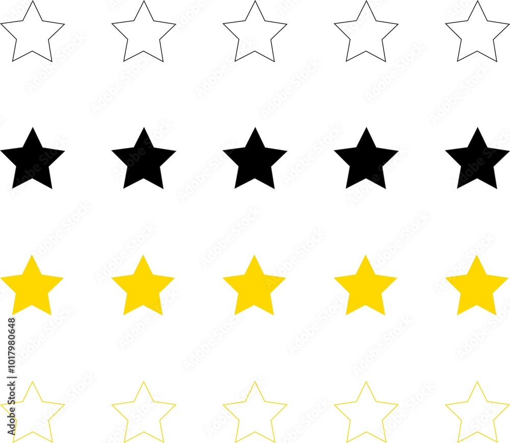 Stars collection. Star vector icons. Golden Stars isolated on white background. black stars on white background Vector illustration Stars collection. Star vector icons. Golden Stars isolated on white background. black stars on white background Vector illustration