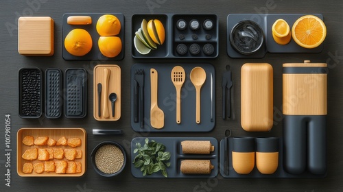 Organized kitchen shelving showcasing jars and containers filled with various...