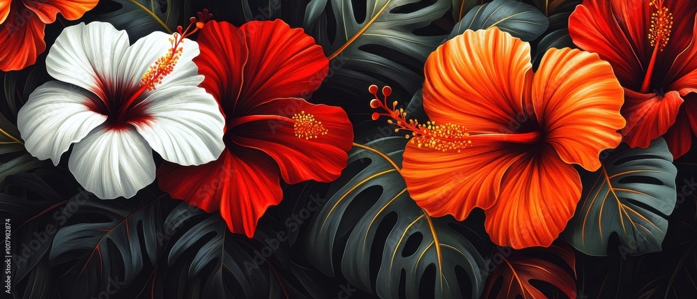 custom made wallpaper toronto digitalVibrant Tropical Floral Design with Lush Botany