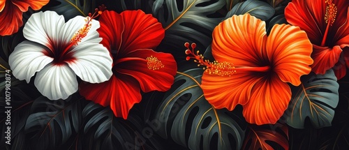 Wallpaper Mural Vibrant Tropical Floral Design with Lush Botany Torontodigital.ca