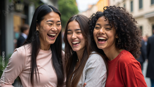 Diverse Women Laughing Together: Friendship, Joy, and Inclusivity for Advertising Campaigns and Social Media Content