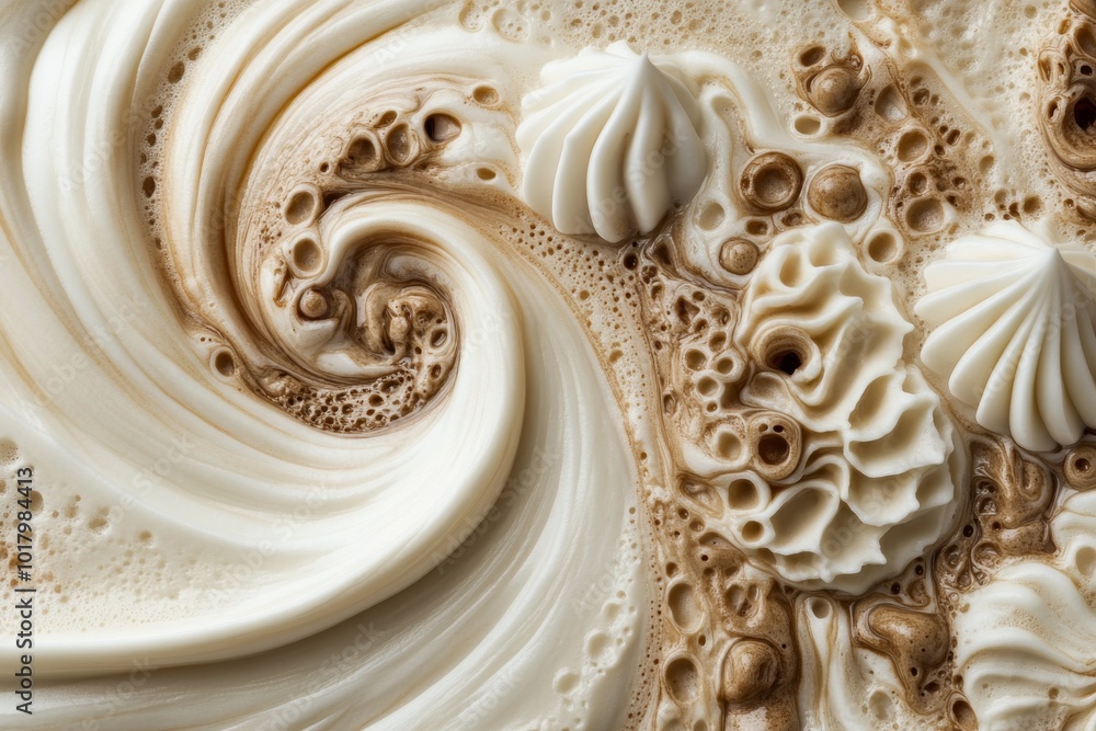 Artful Presentation of Coffee Cream with Beautifully Crafted Foam Designs Artful Presentation of Coffee Cream with Beautifully Crafted Foam Designs