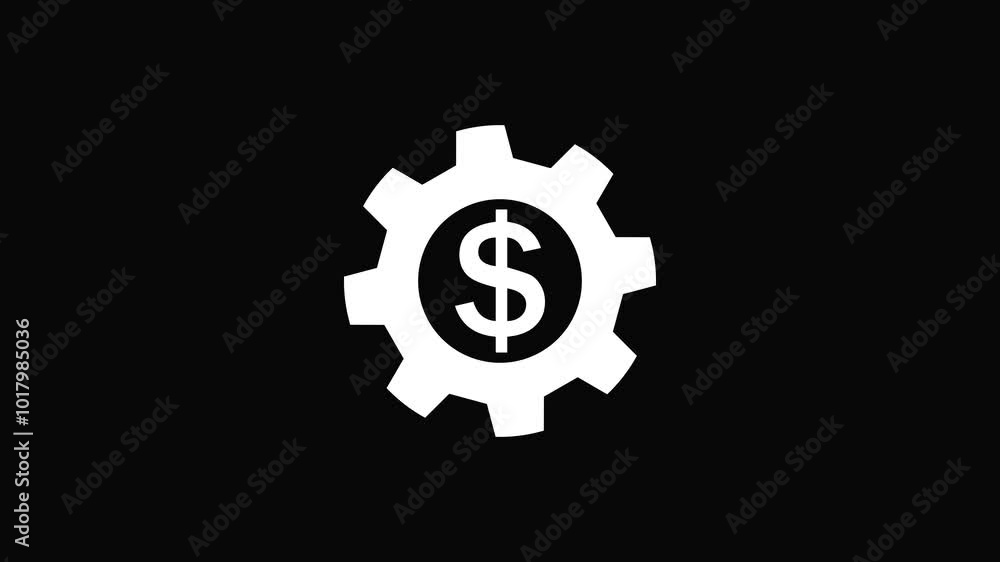Gear icon with dollar sign icon animation. Gear icon with dollar sign icon animation.