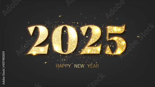 2025 Happy New Year with shiny gold numbers. luxury premium design for New Year celebration