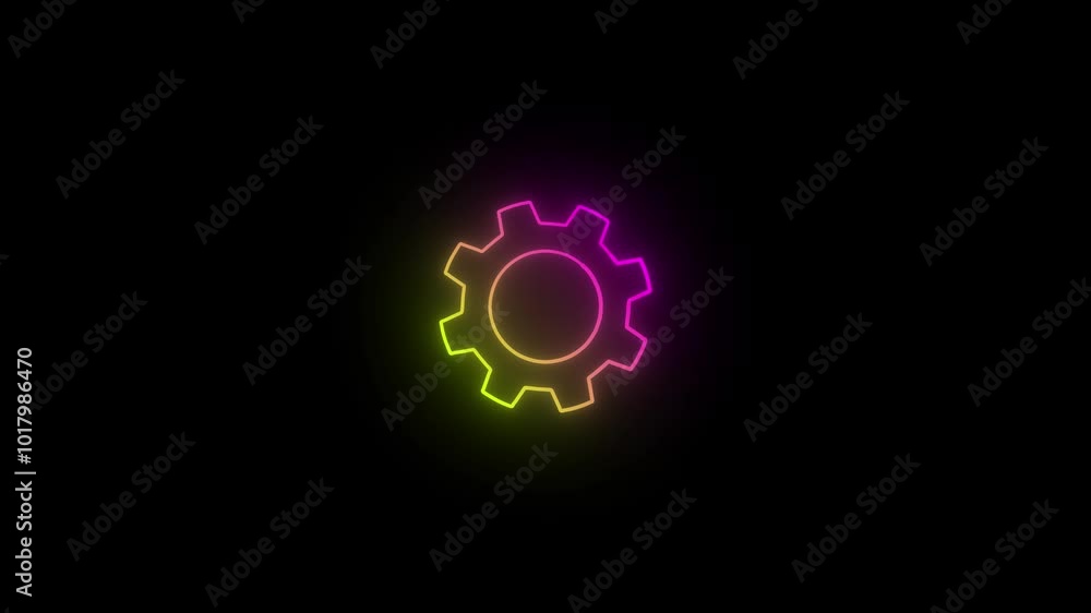 Neon Glow: Gear icon animation. Neon Glow: Gear icon animation.