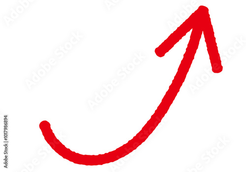 右上がりの矢印、赤色手描きイラスト15