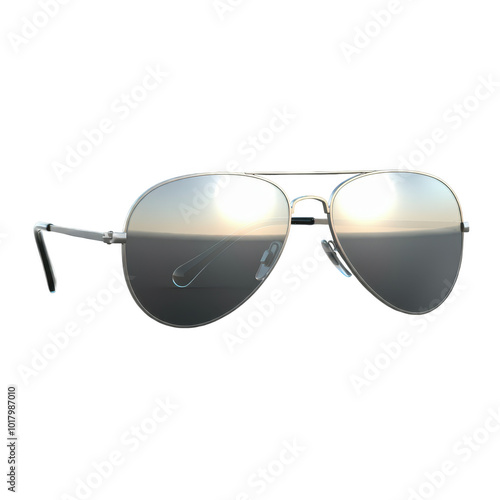aviator sunglasses with sunset view isolated on white background