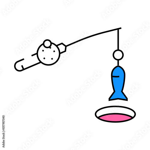 ice fishing winter season line icon vector. ice fishing winter season sign. isolated symbol illustration