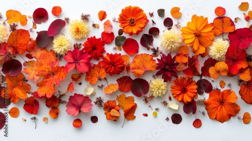 Vibrant orange and white floral arrangement displayed on a clean surface in n...