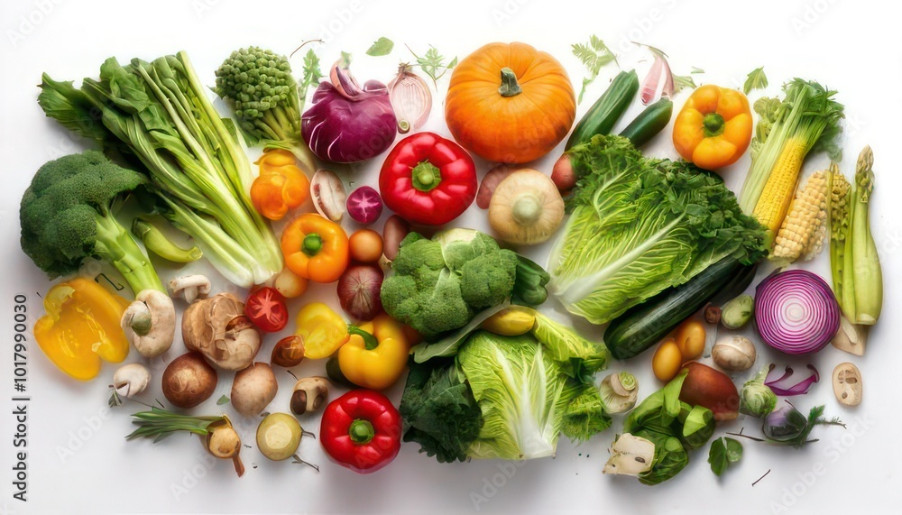 Top view Organic bio vegetables set over white background Top view Organic bio vegetables set over white background