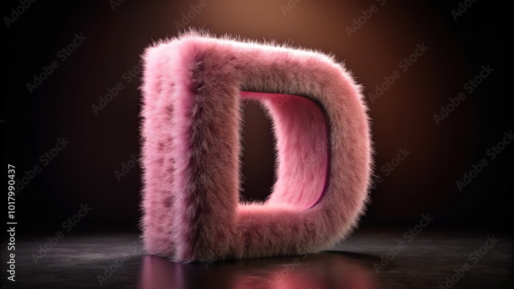 Soft pink hues define a fluffy letter D, elegantly displayed through vintage photography on a rich black backdrop, sparking creativity and stylish Soft pink hues define a fluffy letter D, elegantly displayed through vintage photography on a rich black backdrop, sparking creativity and stylish