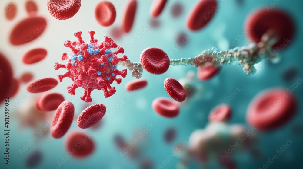 Bacterial infection spreading in the bloodstream, dangerous growth, 3D illustration Bacterial infection spreading in the bloodstream, dangerous growth, 3D illustration