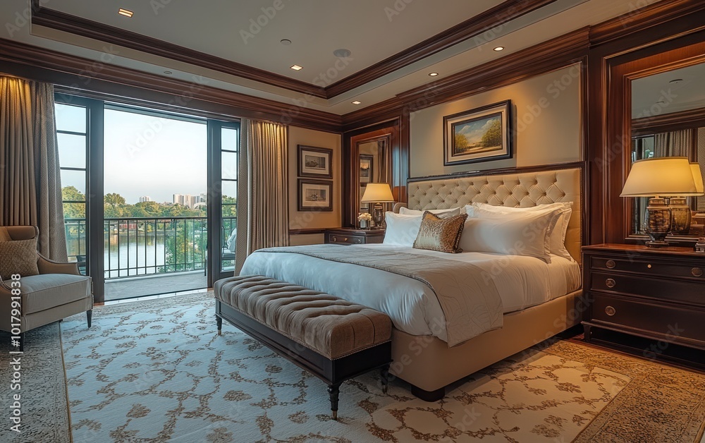 Obraz premium Luxurious Bedroom with a View