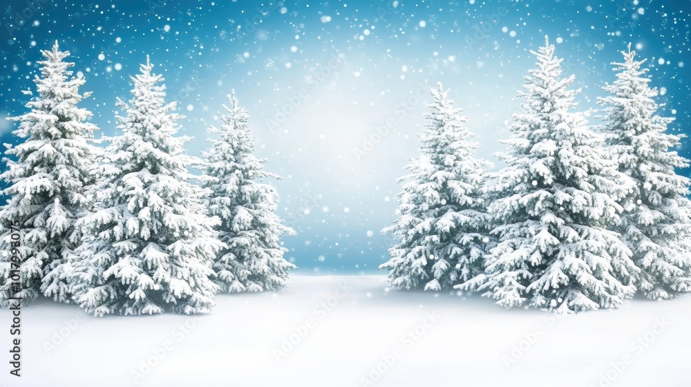 Winter wonderland snowy landscape with falling snowflakes Winter wonderland snowy landscape with falling snowflakes